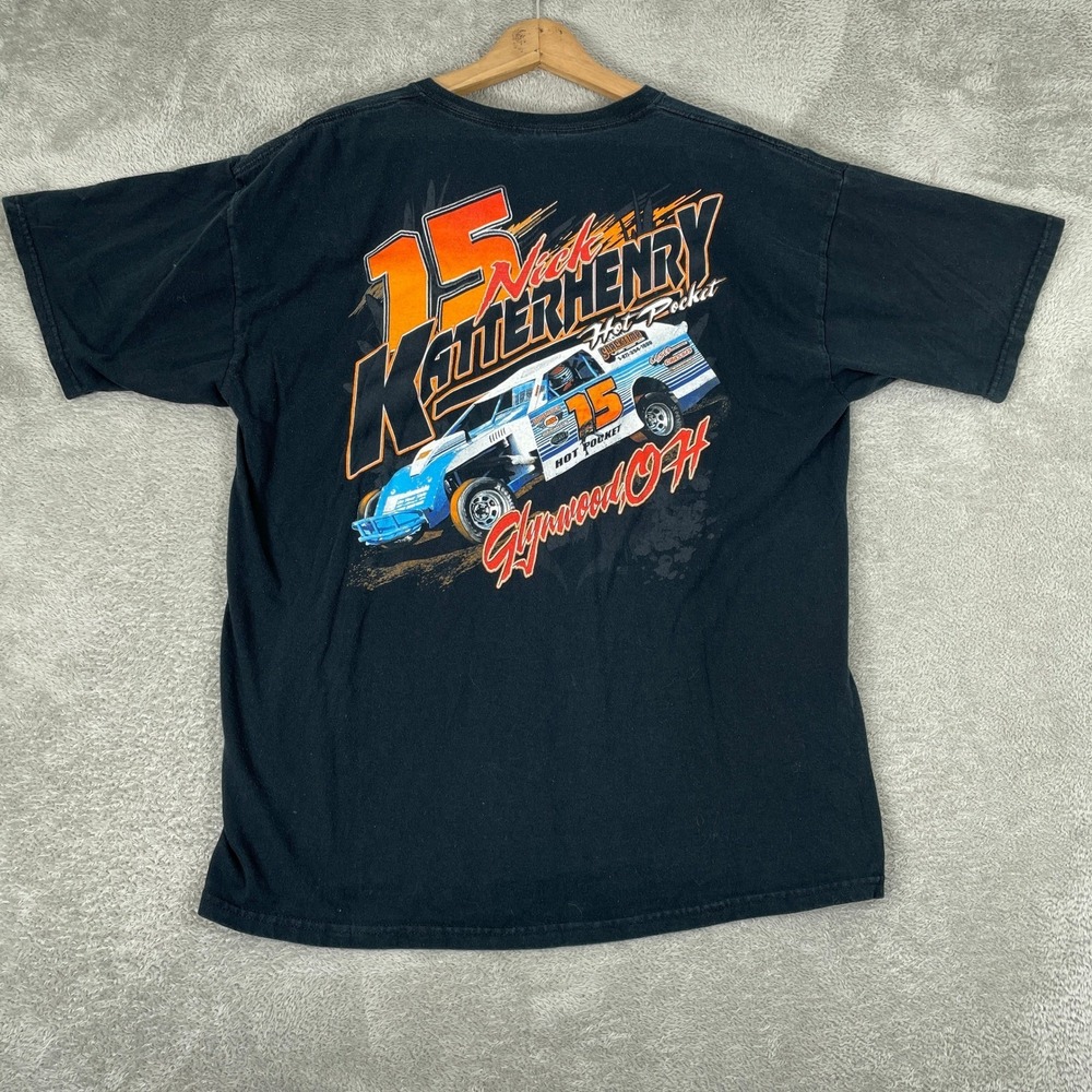 Nick Katterhenry Racing Shirt Mens XL Black Dirt Track Y2K